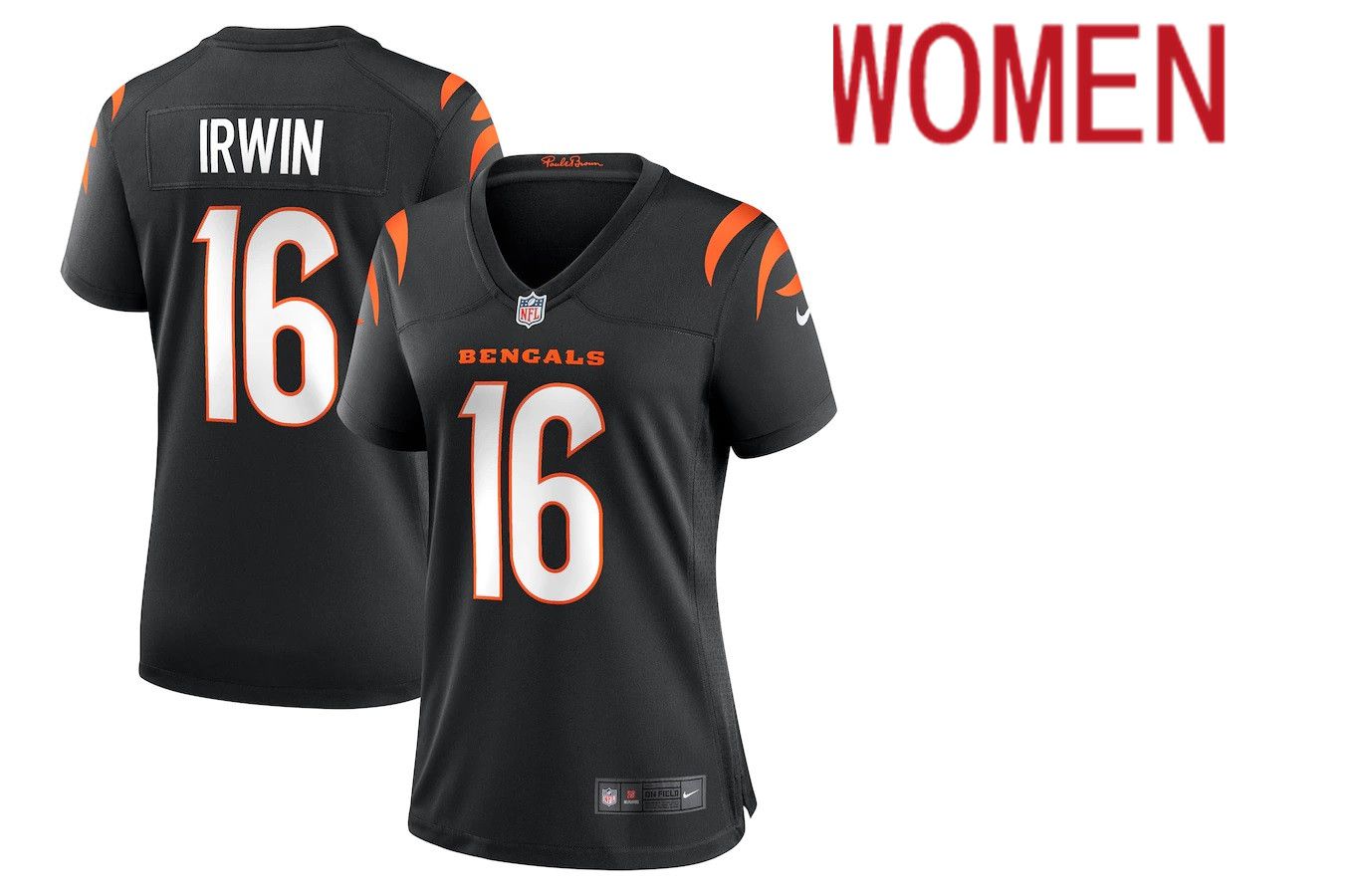Women Cincinnati Bengals 16 Trenton Irwin Nike Black Game Player NFL Jersey
